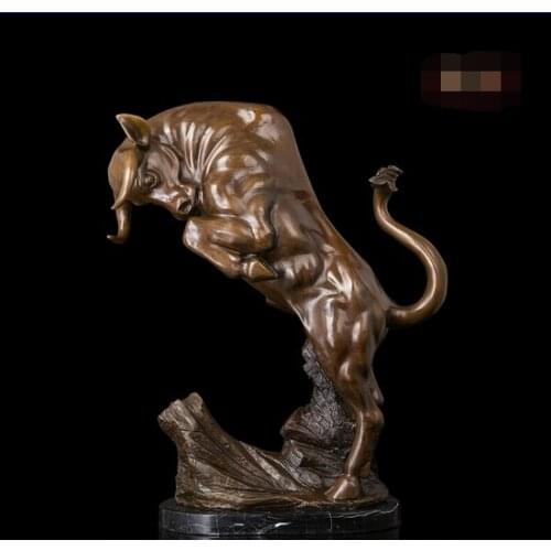 Art Decoration Sculpture Bronze Copper Marble Bull OX Cow Cattle Statue Figurine
