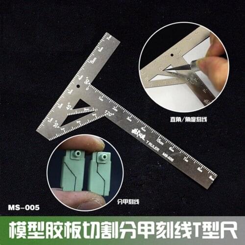 Model Making Tools Detail Transformation Stainless Steel ABS Rubber Sheet Detail Modification Cutting T Ruler