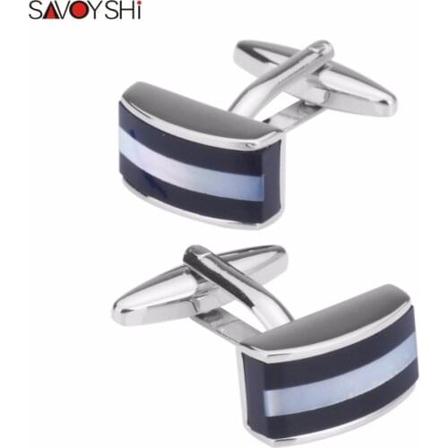 SAVOYSHI Classic Stone Cufflinks for Mens Shirt Brand Cuff buttons High Quality Square Cuff links Gift Men Jewelry