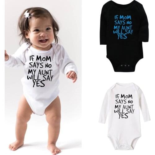 Newborn Baby Winter Warm Cotton Rompers If Mom Says Print Baby Girl Infant Long Sleeve Jumpsuit Newborn Baby Girls Onesie