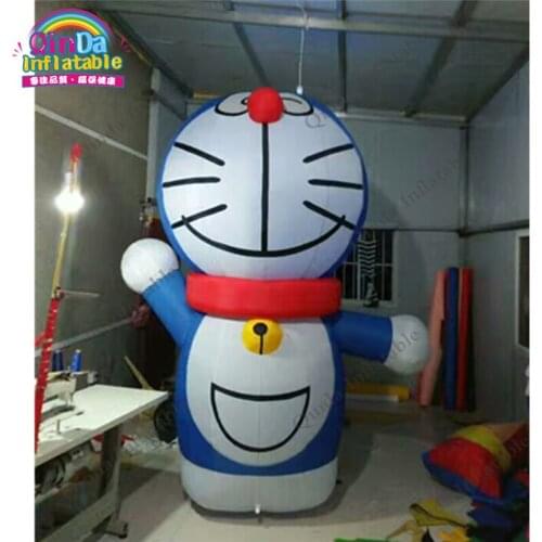 Commercial Inflate Color Printing Blue Stand Doraemon with Big Red Mouth kids love inflatable doraemon cartoon