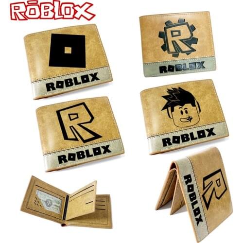12*10*2cm Roblox virtual world students unisex leather double fold wallet fashion short card bag coin purse boy birthday gift