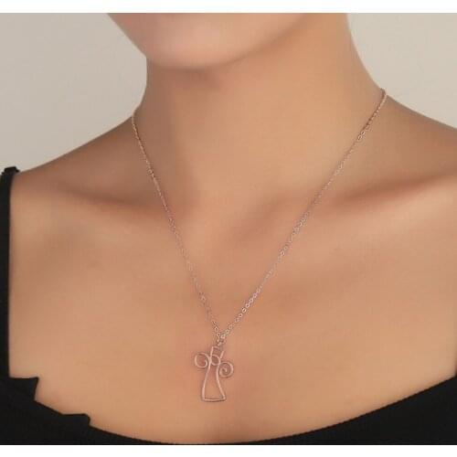 Cute Linear Angle Wing Women Necklaces Simple Angle Pendant Lucky Amulet Jewelry Gift for Her