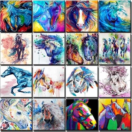 Coloring Horse Diy Oil Painting By Numbers Animal Kits Custom By Numbers Wall Art Picture Acrylic Paint On Canvas Home Decor Art