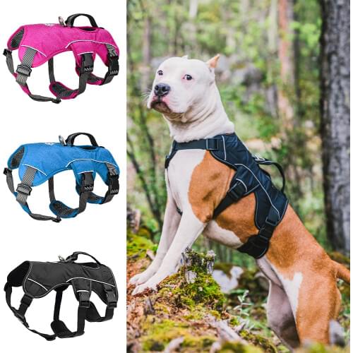 Large Dog Harness Nylon Reflective Pet Big Dog Harness Adjustable No Pull Dogs Vest For Medium Large Dogs Pitbull Bulldog