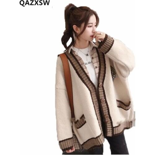 2019 New Sweater Female Harajuku Style Jacket Loose Korean Sweater Long-sleeved Winter Long Clothes SY092