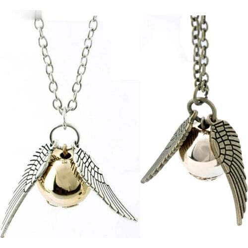 New Style Golden Snitch Necklace Harri Style Necklace Pendant Necklace The Deathly Hallows Cute ball wings necklace girls gifts
