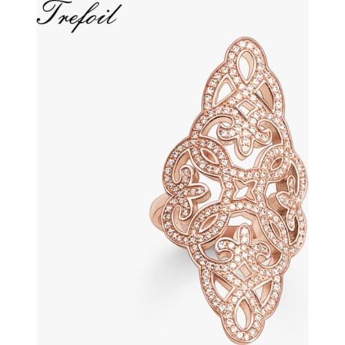 Wedding Bands Rings Rose Gold Ornaments, 925 Sterling Silver Bohemia Gift for Women Girls Lady, 2018 Brand Bague Femme Jewelry