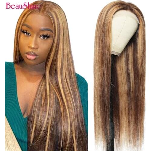 Highlight Wig Human Hair Wigs 4x4 Closure Wig Piano color Straight Lace Front Human Hair Wigs Beaushine Hair