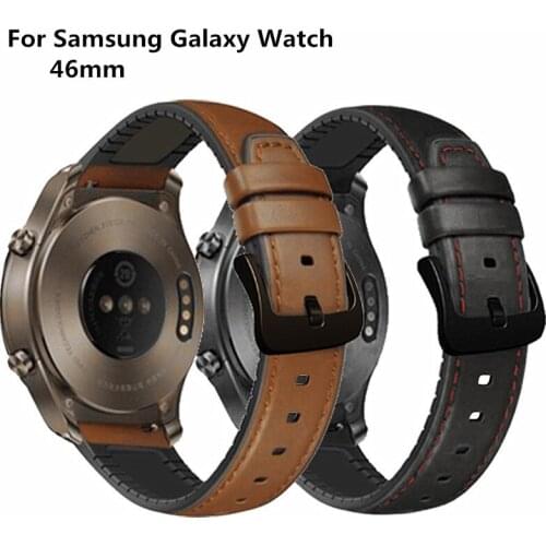 Silicone Leather Watchbands for Men Watch 22mm Genuine Leather Vintage Wrist Watch Band Strap Belt For Samsung Galaxy Watch 46mm