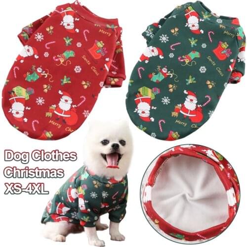 Christmas Pet Dog Clothes for Small Dogs Plus Fleece Puppy Cat Clothing Warm Winter Pets Sweater Chihuahua Festival Costume