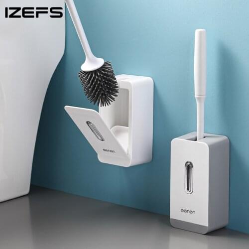 IZEFS Silicone TPR Toilet Brush Wall Mount Cleaning Tools For Restroom No Dead Angle Cleaning Brush Home Bathroom Accessories