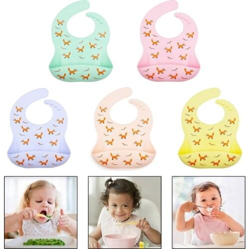 Babys Silicone BPA Free Waterproof Bibs Newborn Feeding Tableware Burp Aprons
