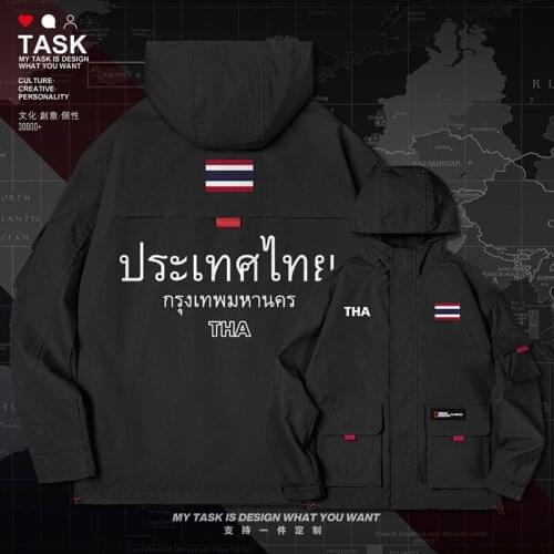 Thailand THA men jacket hooded nation flag chaquetas hombre jackets trench coat men windbreaker fashion mens autumn clothes