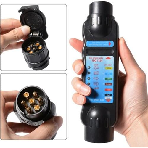 Car Truck Trailer 7 Pin Cable Plug Socket Tester Wiring Circuit Light Test Tool