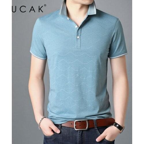 UCAK Brand Streetwear Solid Color Short Sleeve T-Shirts Men Clothing Summer New Turn-Down Collar Casual T Shirt Homme U5440