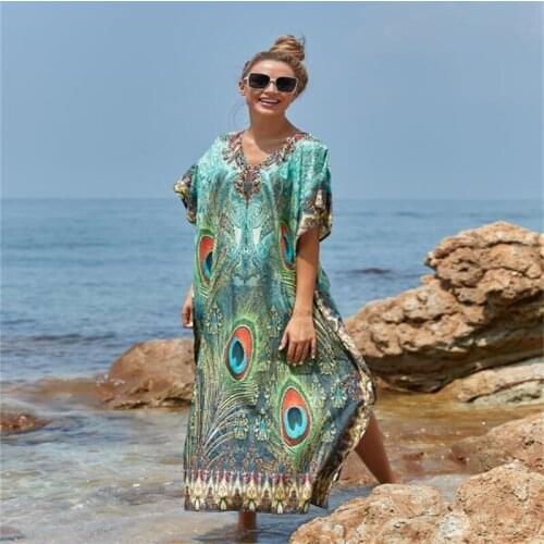 Plus Size Easy Dry Women Maxi Dress Beach Cover Up Robe Plage Vestido Playa Beach Pareo Swimsuit Cover Up Beachwear Bathing Suit