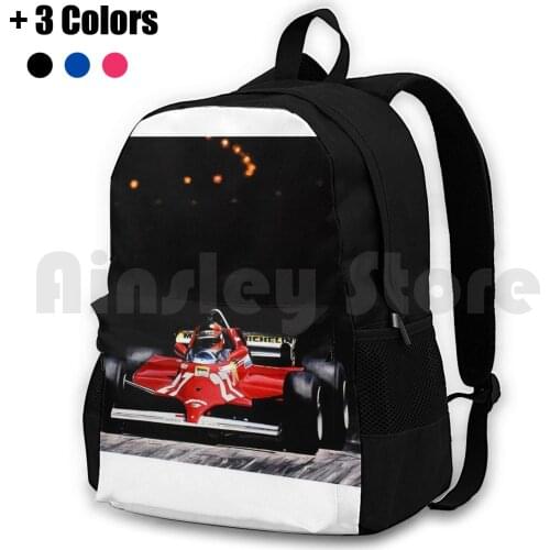 Gilles Villeneuve , Monaco Gp , 1981 Outdoor Hiking Backpack Waterproof Camping Travel Monaco Gp 1981 Winner Gilles Villeneuve