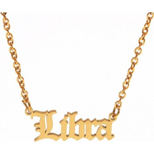 Zodiac 12 Constellation Charm Gold Necklace Women and Girl Stainless Steel Star Zodiac Sign Pendant Jewelry Necklaces