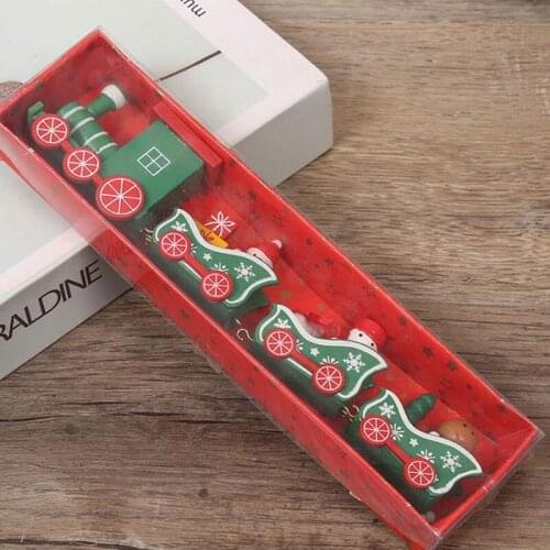 1Set Wooden Christmas Train Ornament Christmas Decoration For Home Santa Claus Gift Toys Crafts Table Deco Xmas