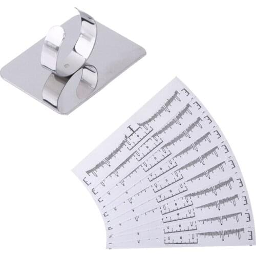 100Pcs Eyebrow Stencil Makeup Microblading Measure Tattoo Ruler Tools with Stainless Steel Palette Adjustable Ring