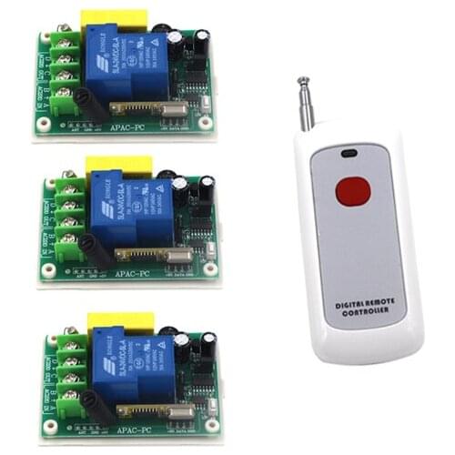 2 Working Ways RF Wireless Intelligent Remote Control Switch 1 Transmitter+3 Receiver AC220V 30A SKU: 5317