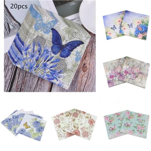20PCS Printing Napkins Paper Decoupage Tissue Flowers Wedding Birthday DIY Decoration Desktop Decoration Napkins