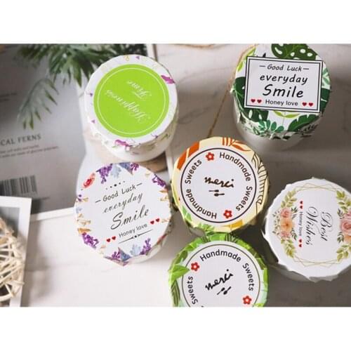 200pcs/Lot Cute Good Luck Flower Best Wishes Adhesive Kraft Paper Stickers Thank you Hand made Gift Seal Label Sticker