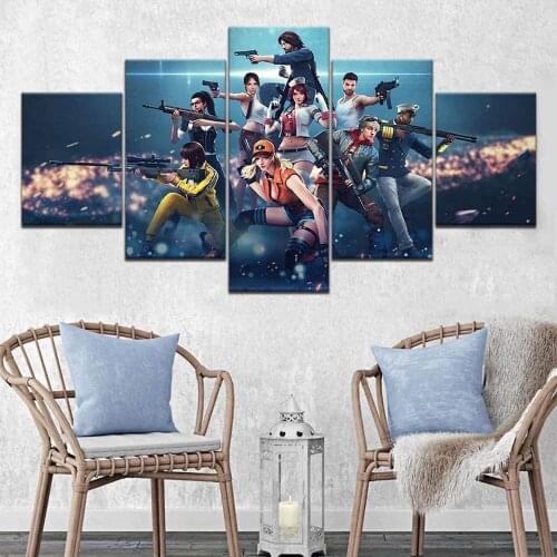 5 Piece Wall Art Canvas Shooting Game Figure Roles Modular Pictures And Posters Modern Home Decor Bedroom Decoration Paintings