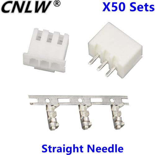 50 Sets/Kit XH2.54-3P 3 Pin Straight Needle Spacing 2.54mm Connectors Male and Female Plug + Terminals