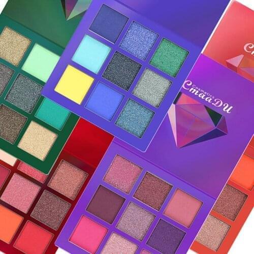 9 Color Diamond Highlighter Eyeshadow Matte Shimmer Glitter Eye shadow Makeup Palette Long Lasting Cosmetics TSLM1