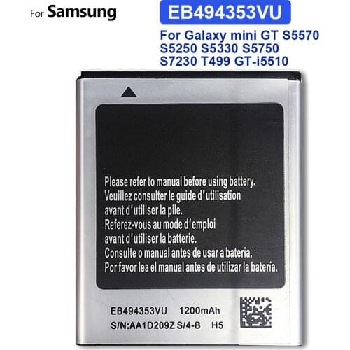 1200mAh EB494353VU Replacement Battery for Samsung Galaxy mini GT S5570 S5250 S5330 S5750 S7230 T499 GT-i5510 with Track Code