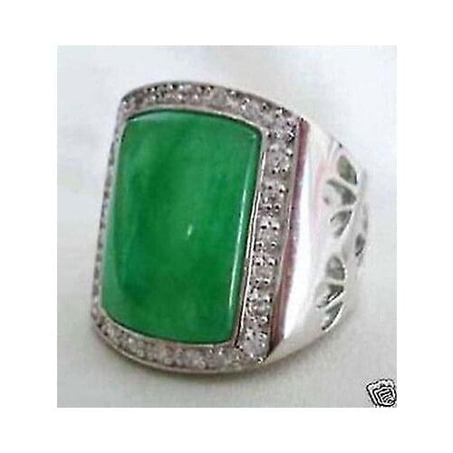 Free shipping Quality Fashion Picture> Beautiful Noble Natural Green Selling Jadeite Fashion mens Rings Size 8-12