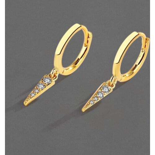 Binmonray 925 Sterling Silver Zircon Inverted Triangle Pendant Drop Earrings Female Trendy Temperament Luxury Earrings Jewelry