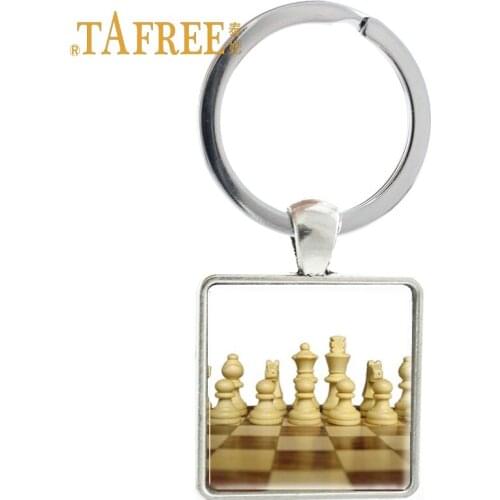 TAFREE fashion chess Keychain QUIET PLEASE CHESS PLAYER AT WORK Keyring Accessories for Men car keyring Jewelry CH01