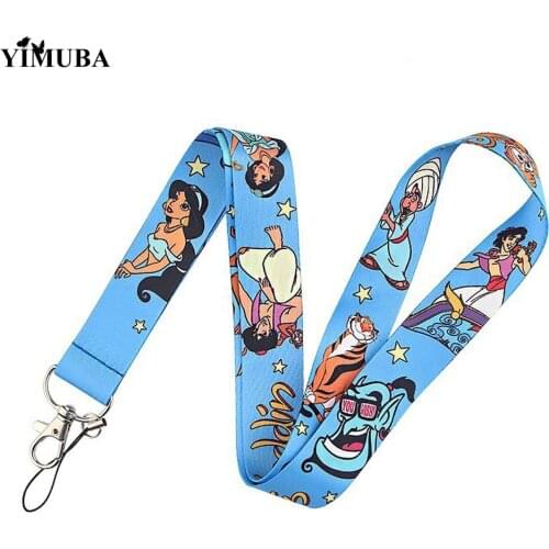 YIMUBA Cartoon Print Webbing Lanyard Keychain Classic Children Story Ribbon Hang Rope Keyring Mobile Phone Neck Straps Key Ring