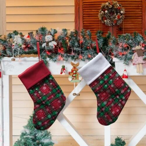 Kids Christmas Stocking Decor Christmas Stockings Santa Candy Bag Sock Gift Kids Candy Bag Santa Claus Xmas Socks Tree Ornaments