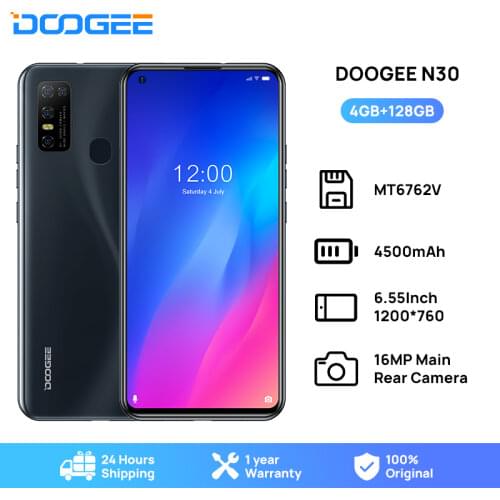 DOOGEE N30 Full Netcom 6.55"inch Quad Camera 128GB ROM Octa Core Global Version Cellphone 4500mAh Large Battery Android 10 OS
