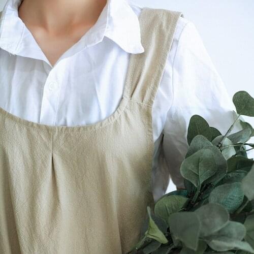 Apron cotton and linen breathable home solid color kitchen cloth art and literature Japanese cross