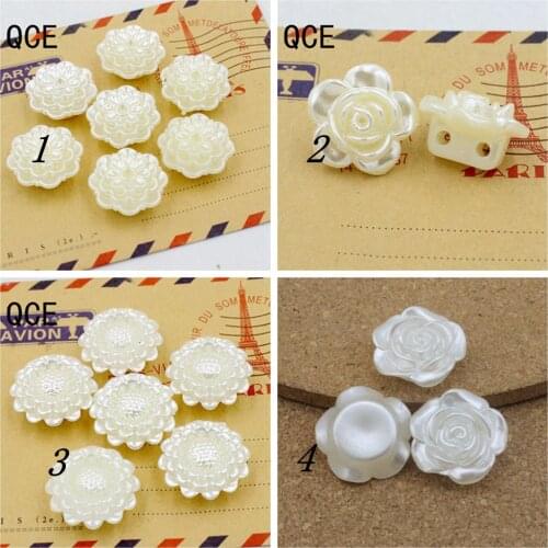 About 20mm Ivory Imitation Pearls Craft Flower Designed Flat Back Pearl Beads Charms Jewelry Making Materiall For DIY Decoration