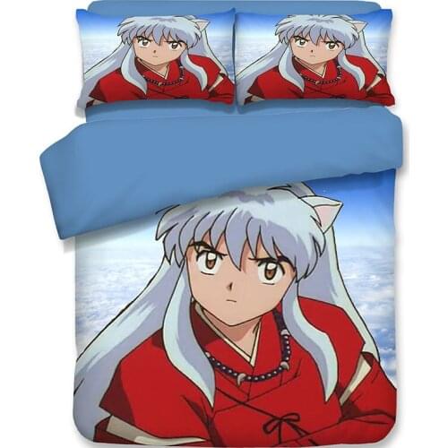 Cartoon Inuyash 3D Bedding Set Duvet Covers Pillowcases Comforter Bedding Sets Bedclothes Bed Linen Inuyasha bedding set