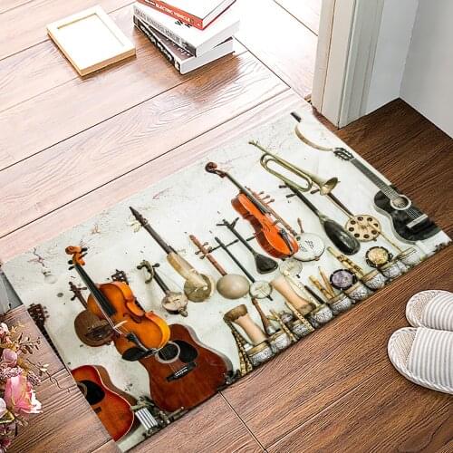 Musical Instrument Guitar Family Doormat Kitchen Living Room Floor Rug Bathroom Non-slip Foot Mat Entrance Hall Welcome Carpet