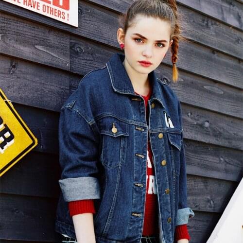 New arrival womens colored beauty penguin print denim jacket Ladys casual loose coat Female fashion outerwear Free shipping