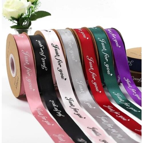 5M/Lot 25mm Letter Ribbon "Just For You" Polyester Ribbon Gifts Decorations DIY Wedding Bows Valentine Gifts Wrapping Ribbon