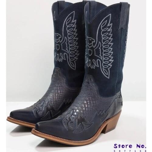 Fashion Men Top Quality PU Leather Slip on Boots New Arrivals Western Cowboy Biker Boots Male Casual Zapatos De Hombre LP382