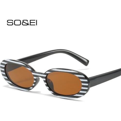 SO&EI Retro Small Oval Sunglasses Women Trending Tea Pink Shades UV400 Men Round Jelly Color Sun Glasses