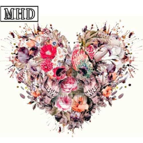 New 5d diamond painting skull heart pattern kit full square 3d diamond embroidery mosaic cross stitch artwork room decoration