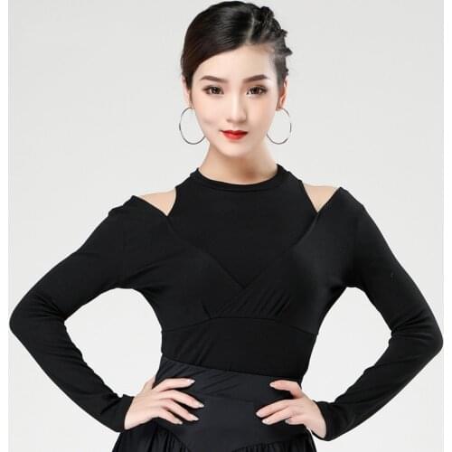 New Latin Dance Costumes Black Sexy Long Sleeve Tops Latin Dance Competition Dresses Latin Cha Cha Rumba Samba Stage Wear SL204