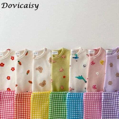 Spring And Autumn Baby clothes set New Style Cute Cotton Tracksuit Toddler Boy Girl Soft Cartoon Pattern pajamas Sleep Sets