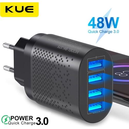 EU/US Plug USB Charger 3A Quik Charge 3.0 Mobile Phone Charger For iPhone 11 Samsung Xiaomi 4 Port 48W Fast Wall Chargers